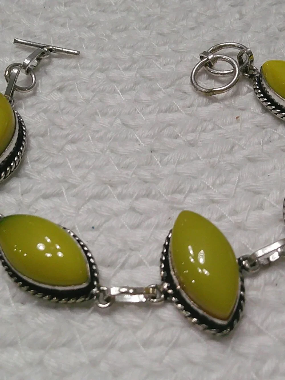 Beautiful YELLOW JADE Handmade Sterling 925 Bracelet Size 7 1/2
